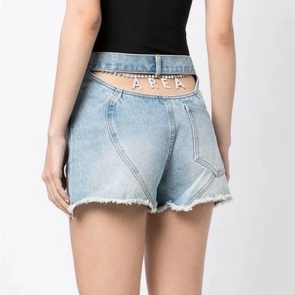 AREA Distressed Light Blue Jean Shorts size 6 - Picture 1 of 7